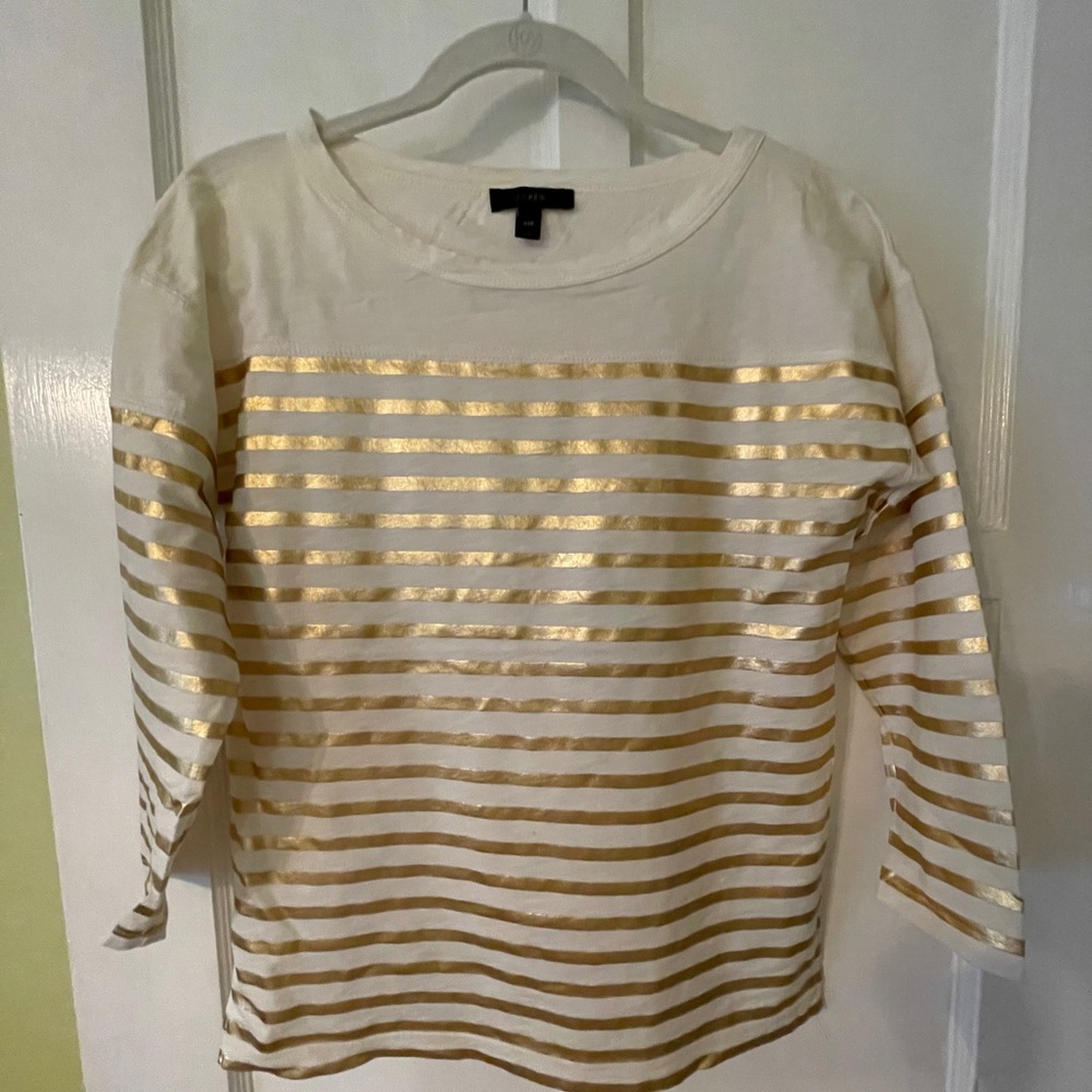 J.Crew Gold stripe Top XXS